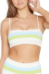 L*space Rebel Stripe Bikini Top In Cream  Sky Blue & Kiwi