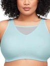 Glamorise Women's Plus Size Sport No-bounce Camisole Bra In Light Aqua,grey