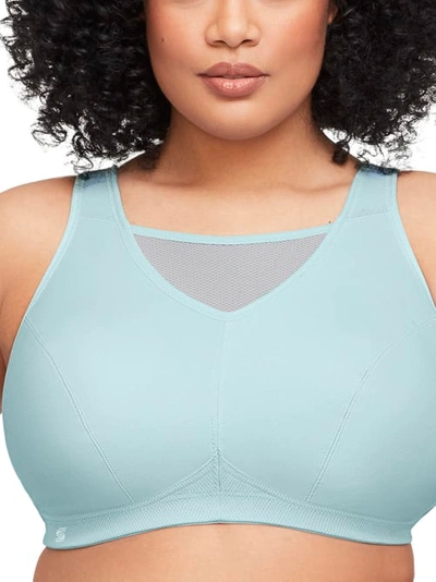 Glamorise Women's Plus Size Sport No-bounce Camisole Bra In Light Aqua,grey