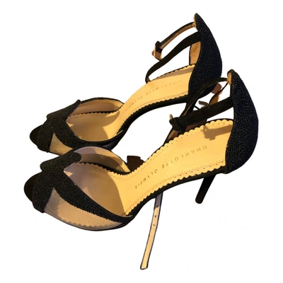 Pre-owned Charlotte Olympia Glitter Sandals In Black