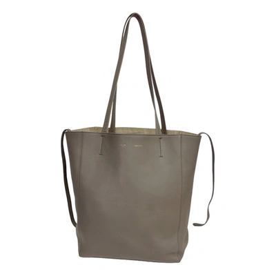 Pre-owned Celine Cabas Phantom Leather Tote In Grey