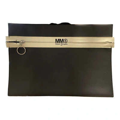 Pre-owned Mm6 Maison Margiela Leather Clutch Bag In Black