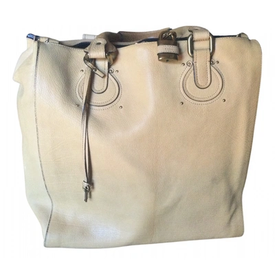 Pre-owned Chloé Leather Tote In Beige