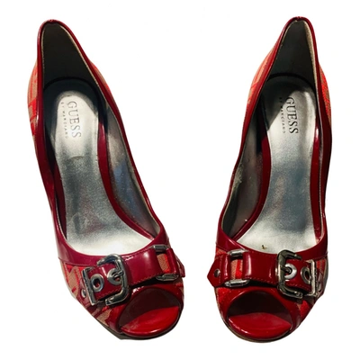 Pre-owned Guess Cloth Heels In Red