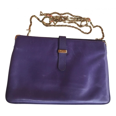 Pre-owned Ferragamo Leather Handbag In Purple