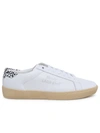 SAINT LAURENT WHITE SMOOTH LEATHER COURT CLASSIC EMBROIDERED SNEAKERS