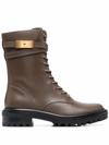 Tory Burch Ankle Boots Combat Leather Olive In Brown