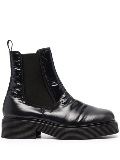 Marni Black Padded Chelsea Boots In 00n99 Blk