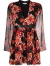 PATRIZIA PEPE FLORAL-PRINT V-NECK MINI DRESS