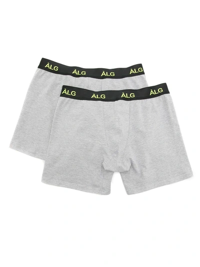 Àlg Logo-waistband Two-pack Trunks In Grey