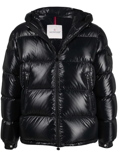Moncler Men Detachable Hood Padded Down Jacket In Black