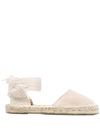 Manebi Hamptons Lace-up Flat Espadrilles In Neutrals