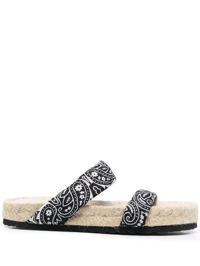 Manebi Bandana-print Flat Slides In Black