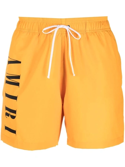 Amiri Logo印花泳裤 In Yellow