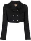 Dolce & Gabbana Double-breasted Crepe Spencer Jacket With Dg Buttons In Black