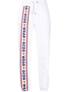Gcds Cute Tape Logo Cotton Sweatpants In White