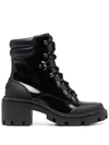 Tory Burch Leather And Rubber Ankle Boots With Tracked Sole In Black