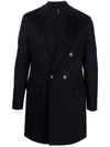 Paltò Fitted Double-breasted Coat In Blue