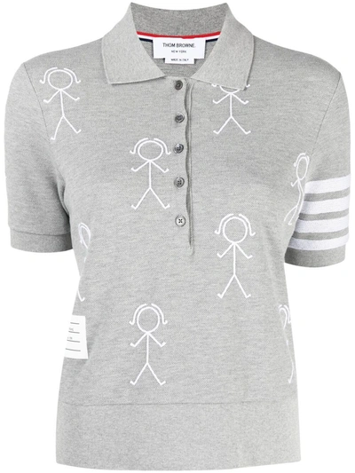 Thom Browne Mrs. Thom Icon Polo Shirt In Grey