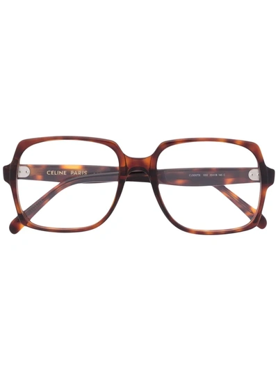 Celine Tortoiseshell-effect Glasses In Brown