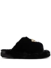 Versace Medusa-plaque Open-toe Slippers In Black