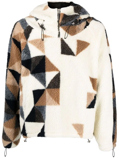 424 Off-white Fleece Paisley Quarter-zip Jacket In 02 White