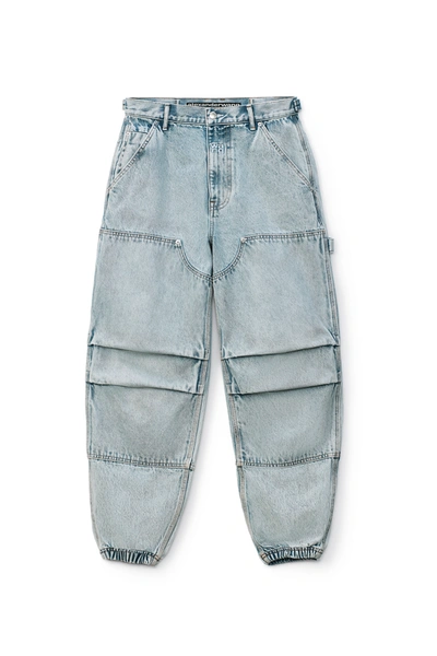 Alexander Wang Double Front Carpenter Trouser In Denim In Pebble Bleach