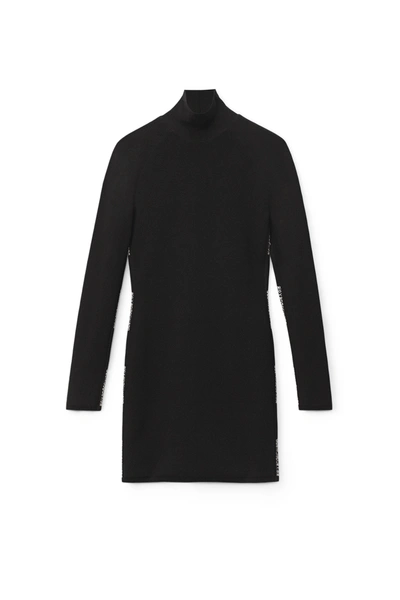 Alexander Wang Logo Turtleneck Dress In Stretch Viscose In Black