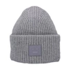 Acne Studios Pansy Face Patch Wool Beanie Hat In Grey Melange