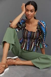 Conditions Apply Smocked Sweetheart Blouse In Assorted