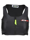 Msgm Chest Logo-print Sports Bra In Black