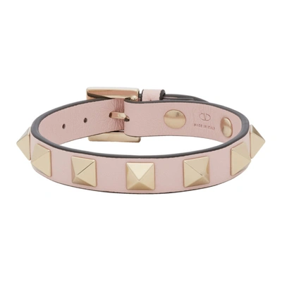 Valentino Garavani Garavani Leather Rockstud Bracelet In Poudre