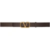 Valentino Garavani Men's Logo Buckle Leather Belt In Dark