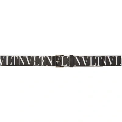 Valentino Garavani Mens Nero-bianco Vltn Logo-print Leather Belt 36 In Black