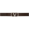 Valentino Leather Vlogo Signature Belt With Metallic Accents In Nm8 Bitter Chocolate