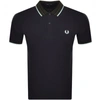 FRED PERRY FRED PERRY STRIPED COLLAR POLO T SHIRT NAVY