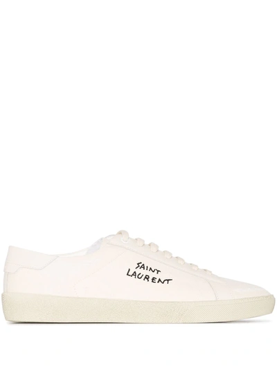 Saint Laurent Logo Embroidered Trainer In White