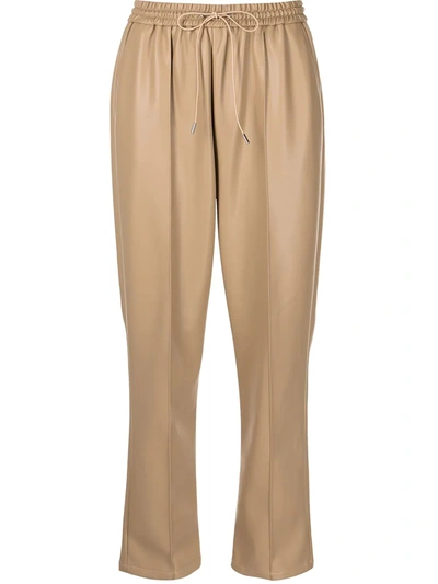 Jonathan Simkhai Standard Tay Faux Leather Drawstring Pants In Camel