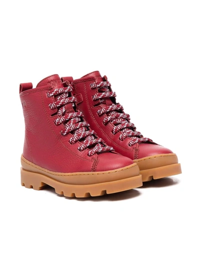 Camper Brutus Ankle Boots In Red