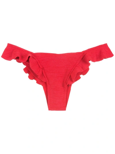 Clube Bossa Winni Ruffled Bikini Bottoms In Red