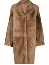 Yves Salomon Oversized Shearling Coat In Brown