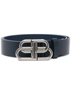 Balenciaga Bb-logo Crocodile-effect Leather Belt In 蓝色