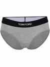 Tom Ford Logo-waistband Briefs In Grey