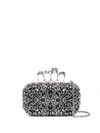 Alexander Mcqueen Skull Four Ring Embellished Clutch In 黑色
