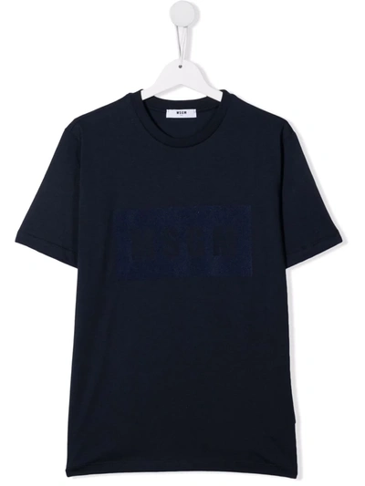 Msgm Kids' Crew Neck T-shirt In 蓝色