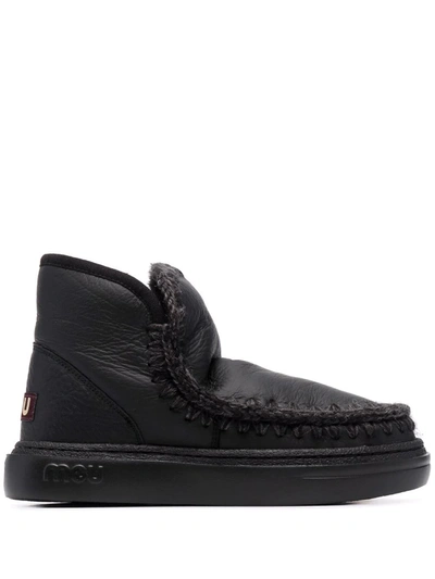 Mou Stitch-trim Ankle Boots In 黑色
