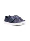 Fendi Kids' Ff-embossed Touch-strap Sneakers In Blue