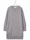 Palm Angels Kids Grey & Multicolor Knit Logo Dress In Grey