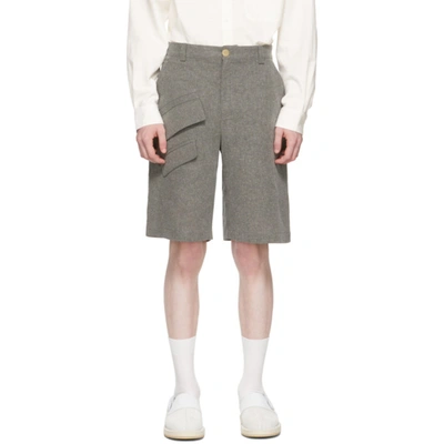 Jacquemus Le Colza Linen & Viscose Shorts In Dark Grey