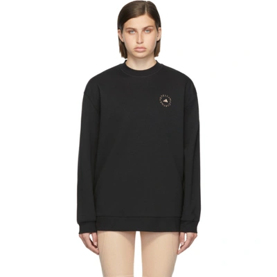 Adidas By Stella Mccartney Logo-print Cotton-blend Jersey Sweatshirt In Black